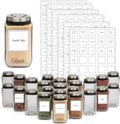 Adjustable Glass Spice Jars Set of 24 with 240 Preprinted Labels Z9128