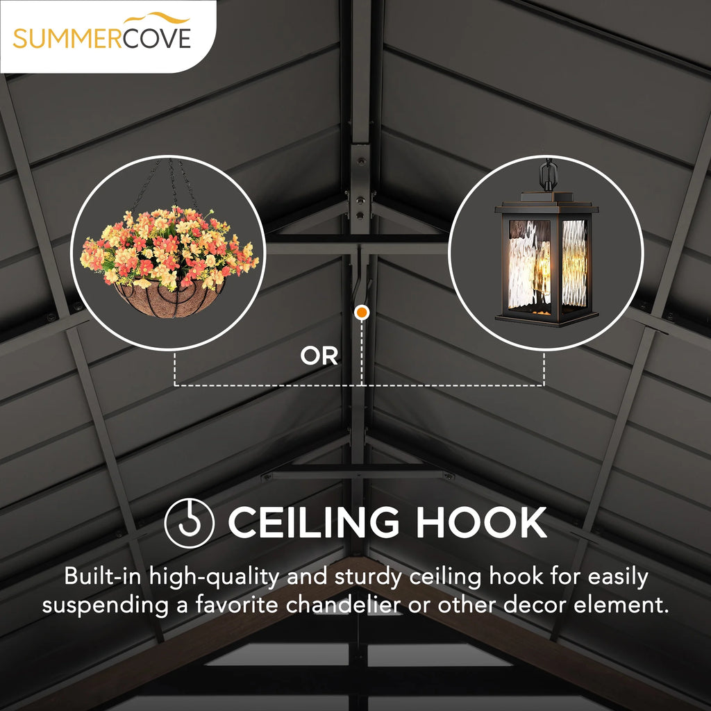 Black Galvanized Steel Hardtop Gazebo 13 x 13 ft. H8500