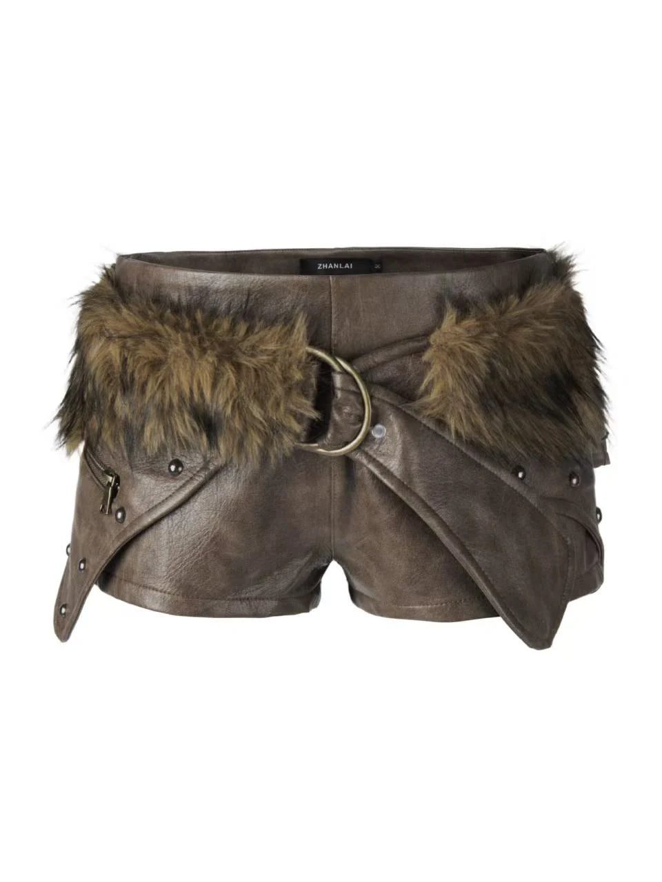 PU Leather Low-Rise Shorts P52006