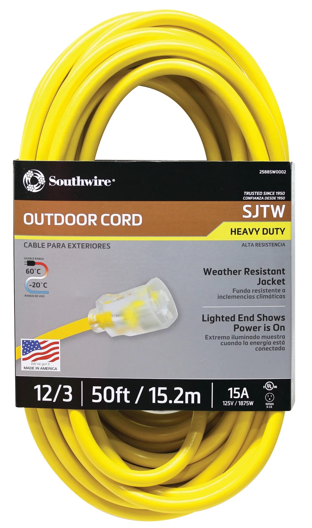 50' Yellow Extension Cord Z1327