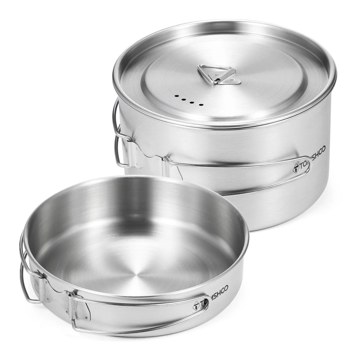 2pcs Stainless Steel Camping Cookware Set with Mesh Carry Bag B2993