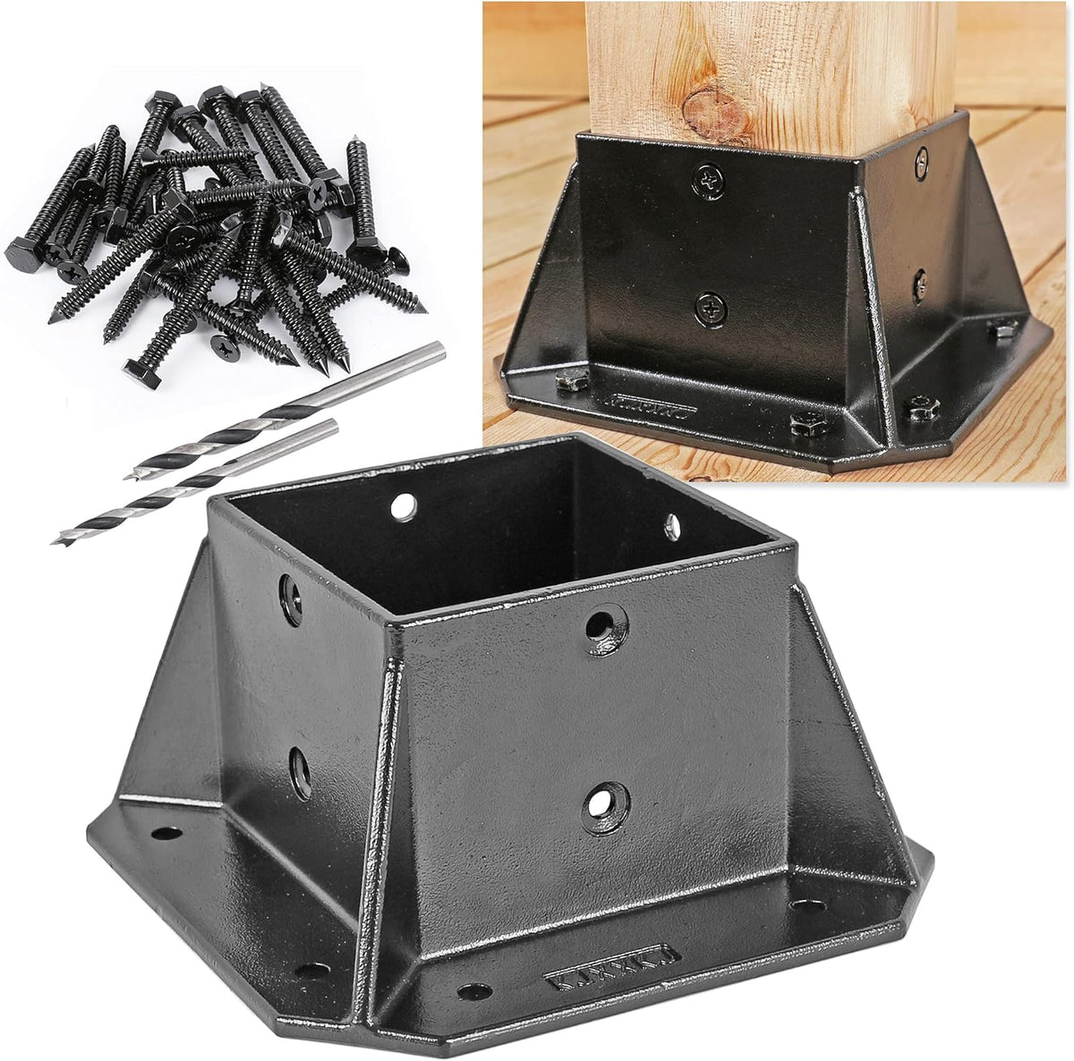 Black Finish 2 Pack Stainless Steel Square Flange Anchor Base with Screws I1868