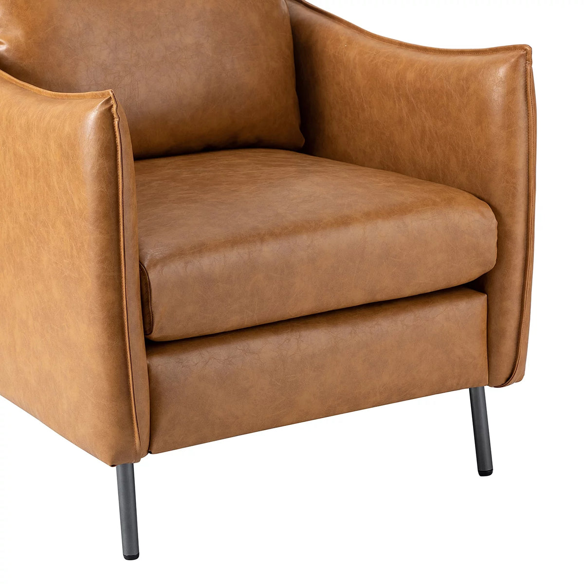Vegan Leather Upholstered Accent Chair with Metal Legs V93837