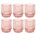 Blush Pink Ribbed Glass Votive Candle Holders, Pack of 6 Y349