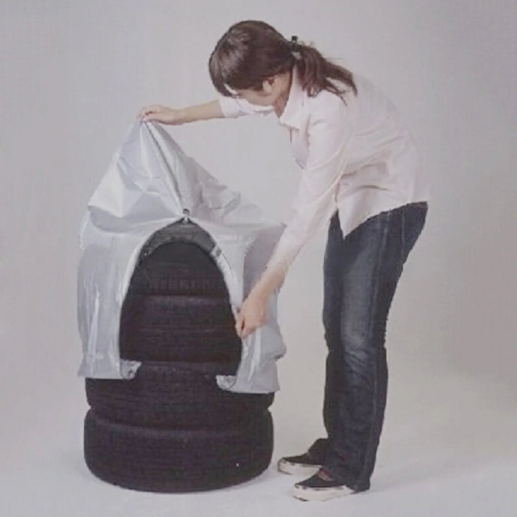 Tire Storage Cover for 4 Tires Stacked Large 210D Oxford Cloth Foldable Adjustable Bag M14160