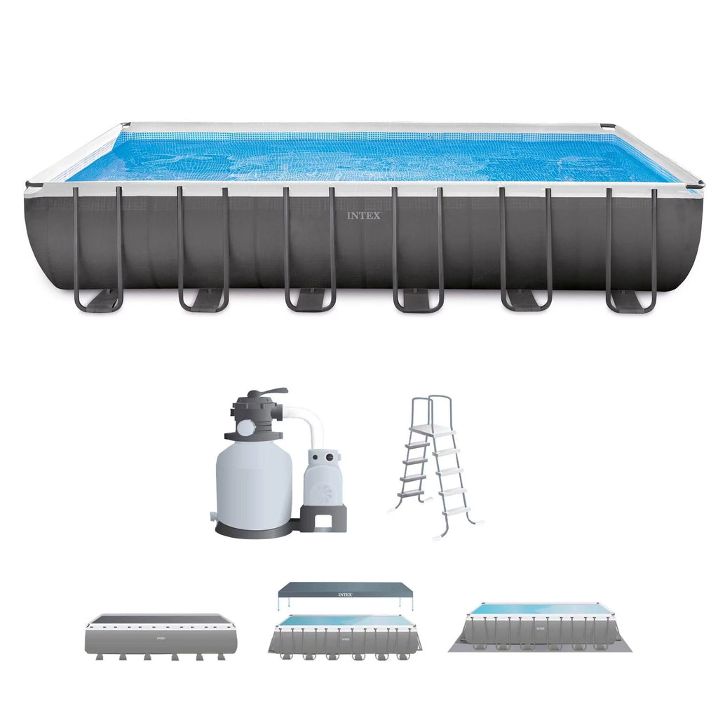 24' x 12' x 52 Rectangular Frame Swimming Pool with Pump T5952