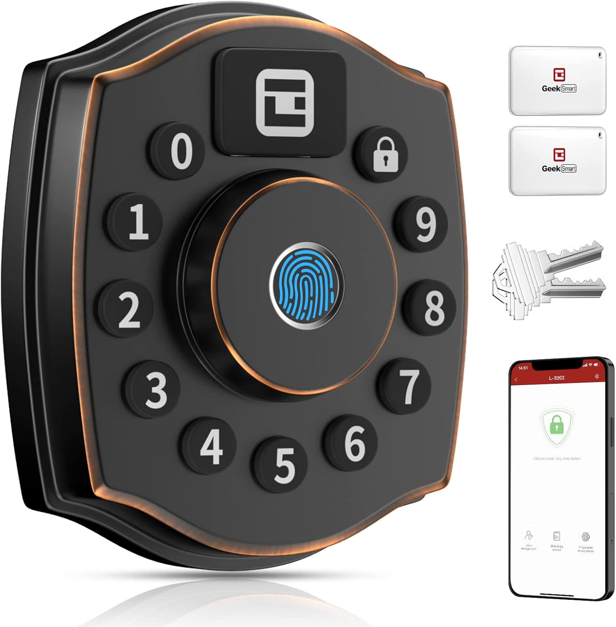 5-in-1 Keyless Entry Deadbolt Smart Lock with Keypad, APP, IC Card, Mechanical Key U78107