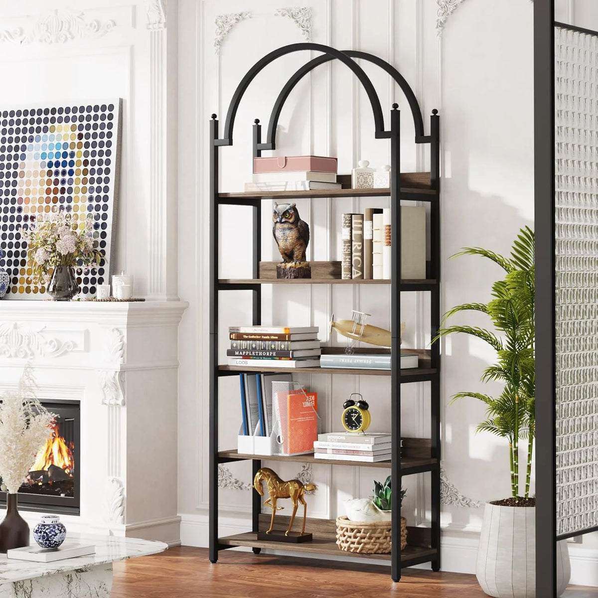72.4 inch Tall 5 Tier Arched Bookshelf A2458