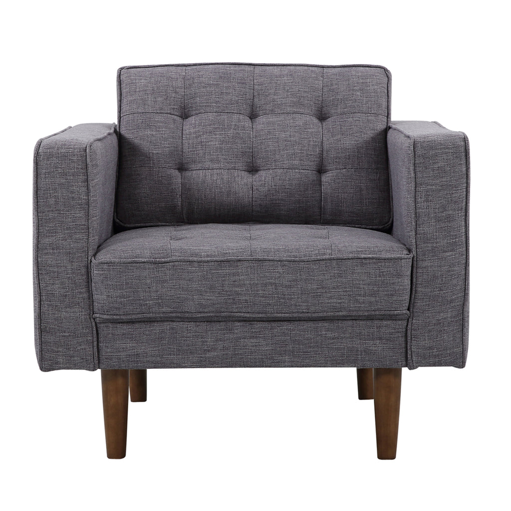 Gray Fabric Button Tufted Back Chair with Track Arms S394005