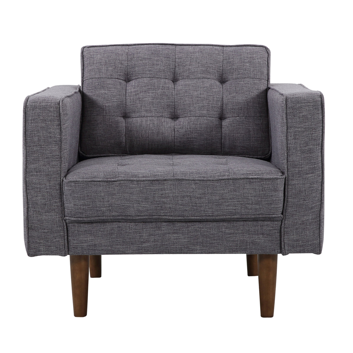 Gray Fabric Button Tufted Back Chair with Track Arms S394005
