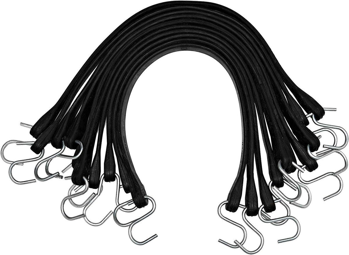 Natural Rubber Bungee Cords with Hooks 15" Pack of 50 H88821