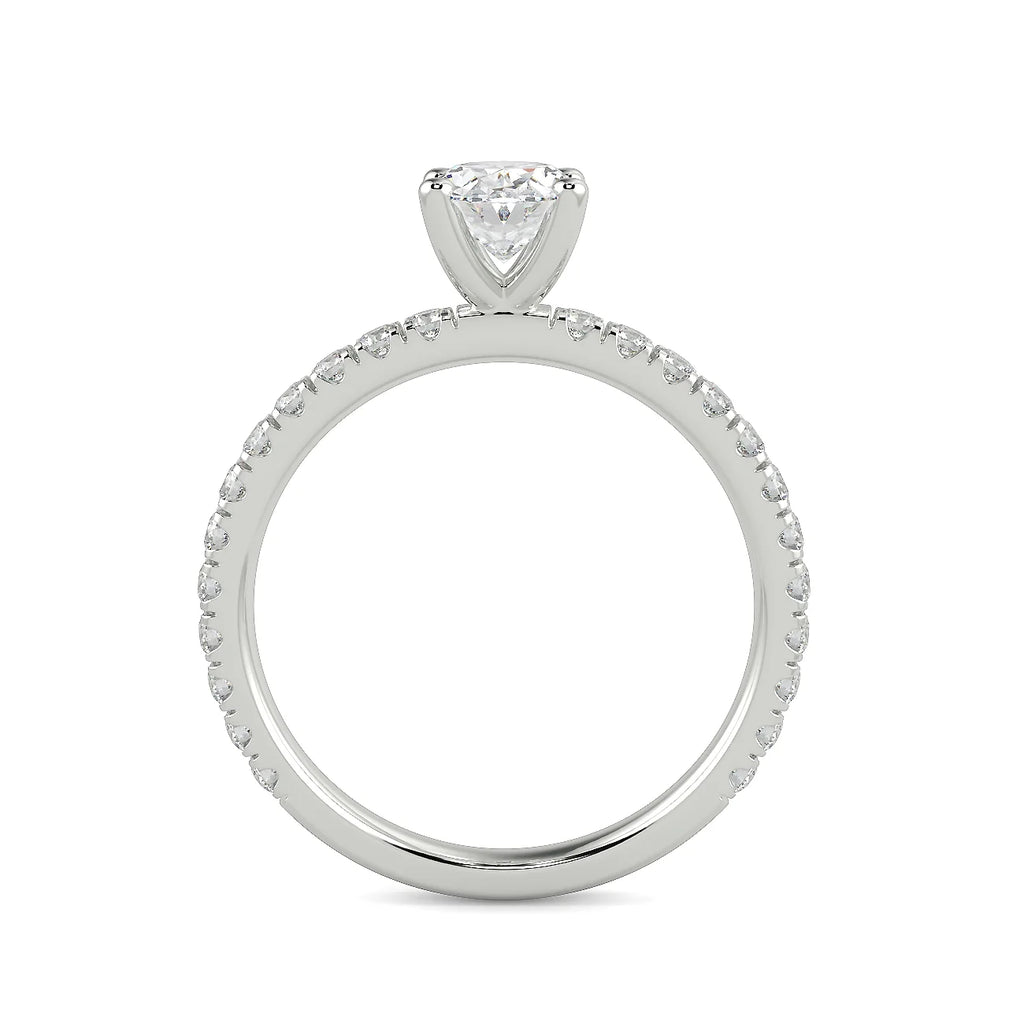 Oval Lab Grown Diamond Engagement Ring in 14k White Gold E51903
