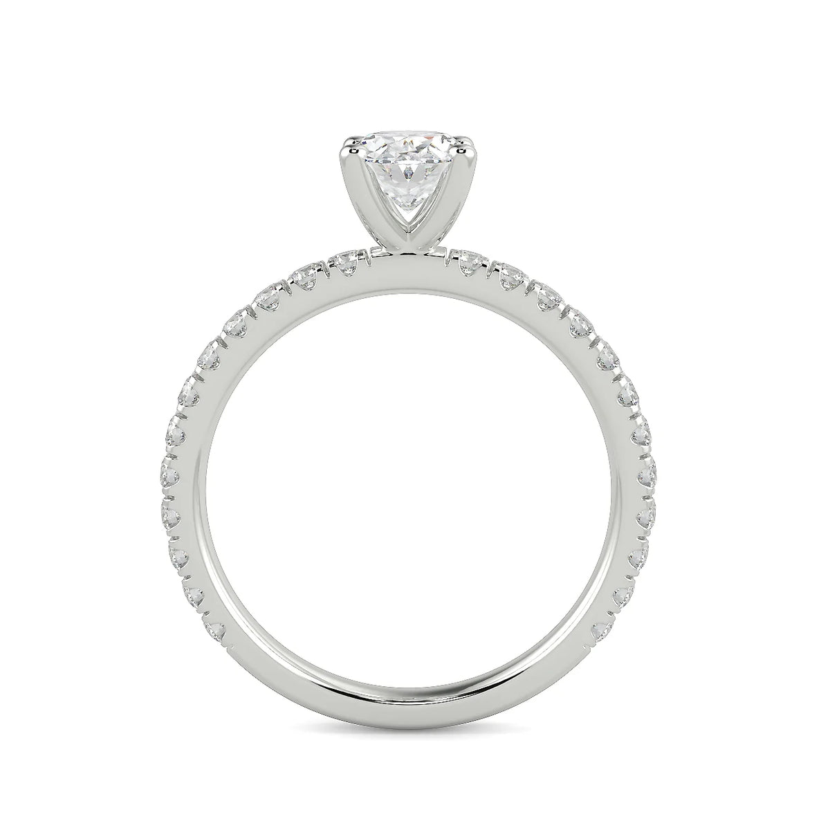 Oval Lab Grown Diamond Engagement Ring in 14k White Gold E51903