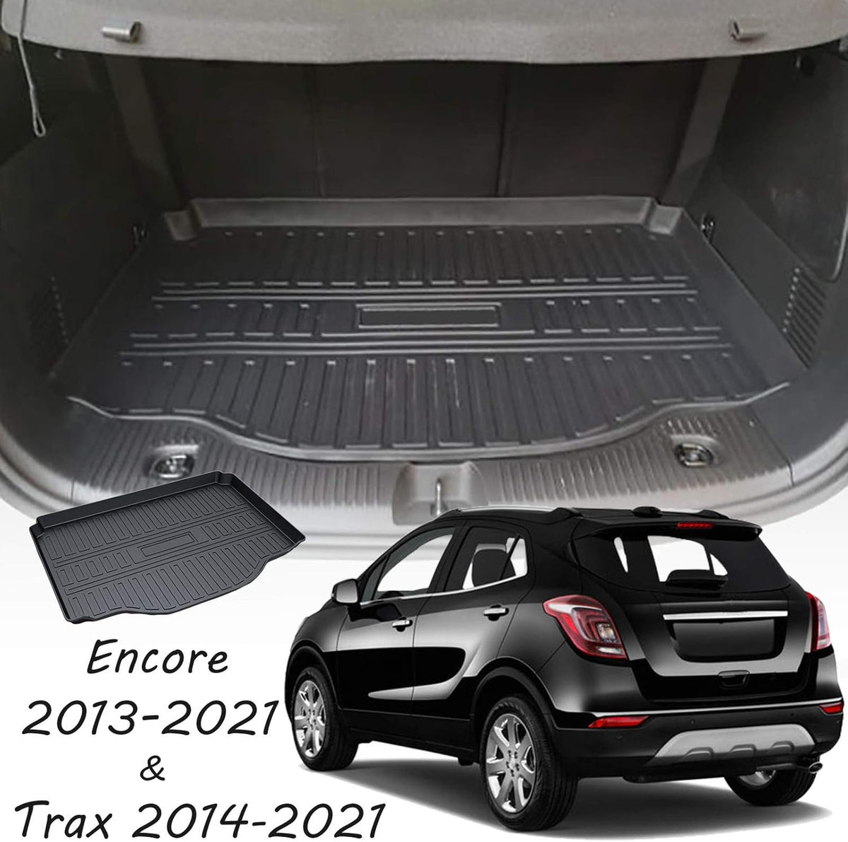 Cargo Liner Trunk Mat Cargo Tray Black Pack of 2 D511