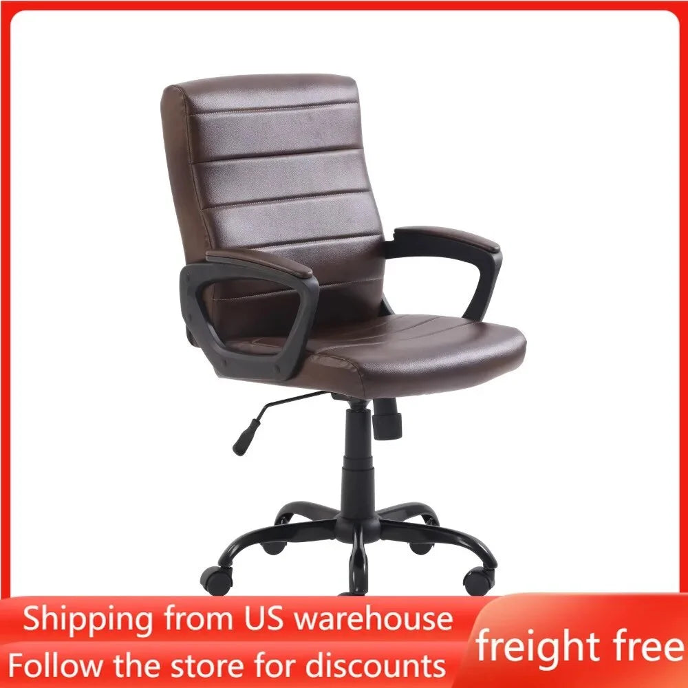 Brown Bonded Leather Office Chair with Arms D53702