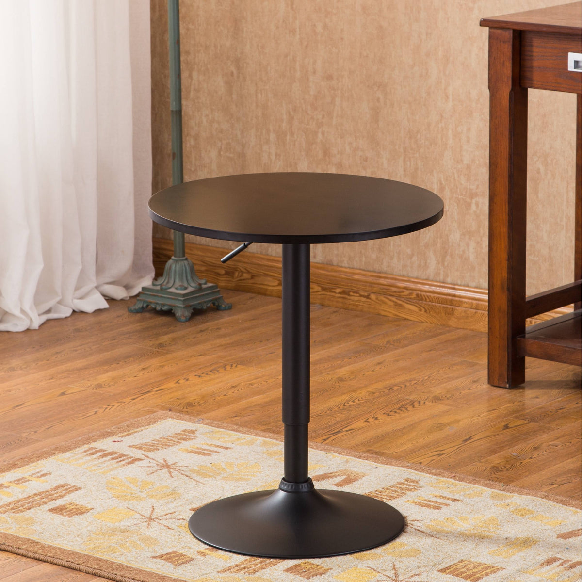 Black Round Adjustable Height Metal Bar Table G254