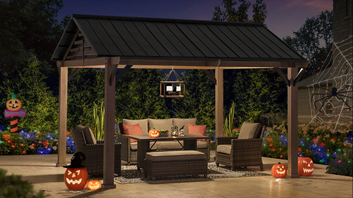Black Galvanized Steel Hardtop Gazebo 13 x 13 ft. H8500