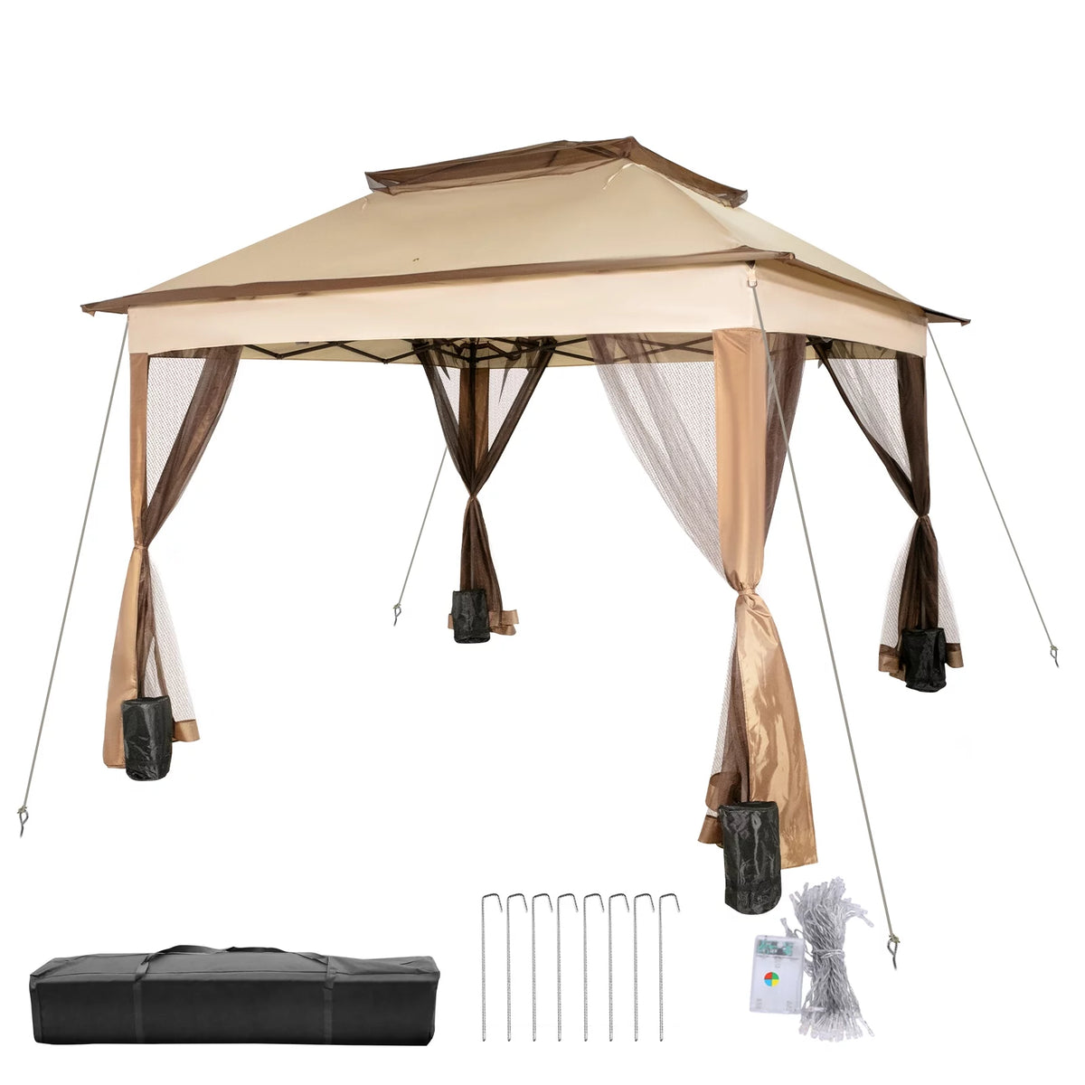 10x10ft Outdoor Canopy Gazebo with Netting I288