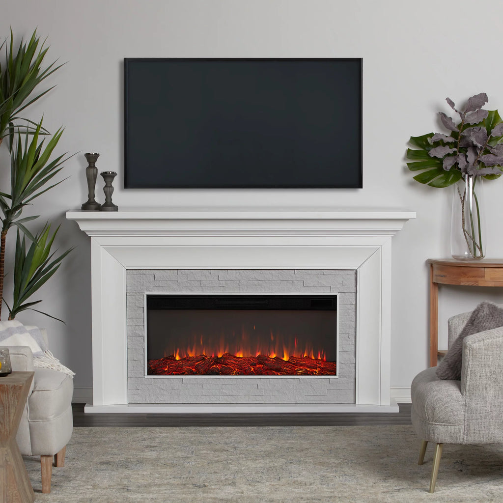 White Electric Mantel Fireplace R48301