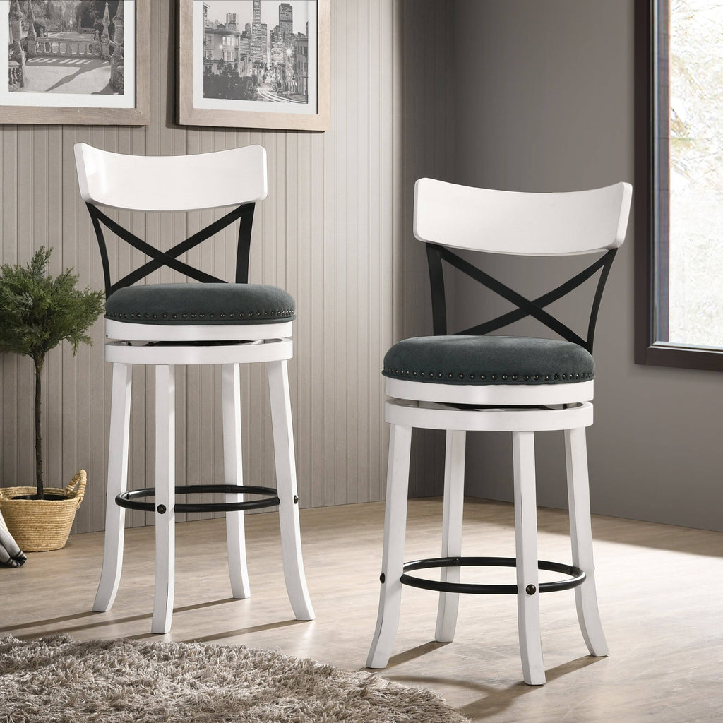 Light Grey Swivel Barstools Set of 2 P4808
