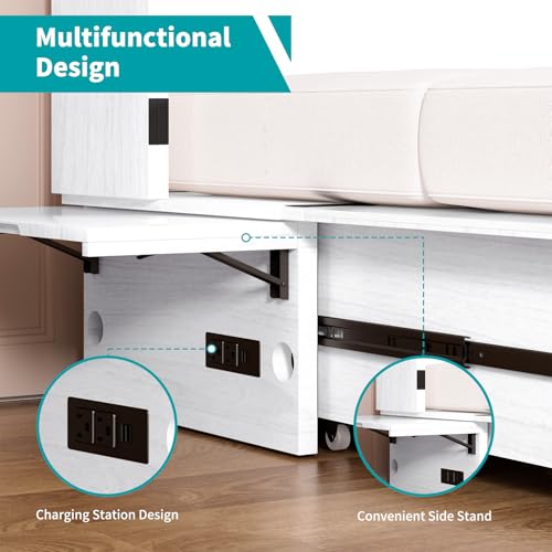 Queen Cabinet Cube Chest Bed with Tri-fold Mattress U31259