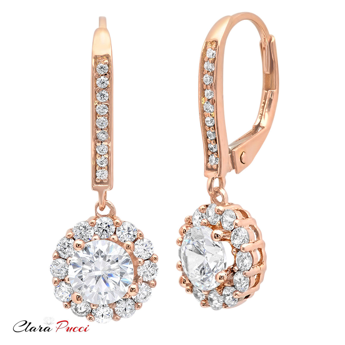18K Rose Gold Diamond Earrings A1058