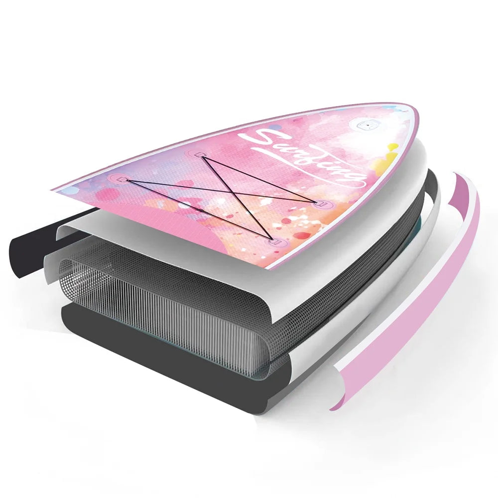 Pink Gradient Inflatable Paddle Board and Kayak Seat Set T863218