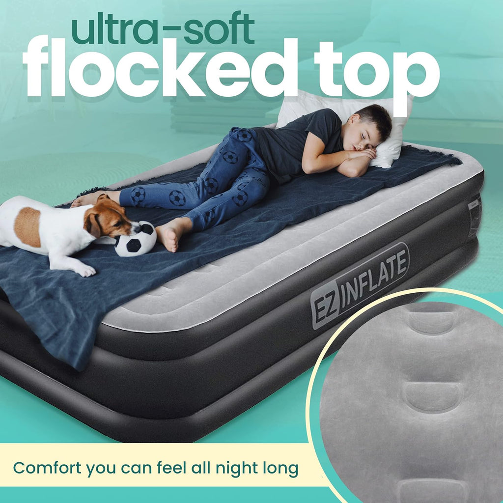 Twin Size Double-High Inflatable Air Mattress with Built in Pump N8800