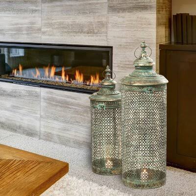 2 Piece Metal Lantern Set L6096
