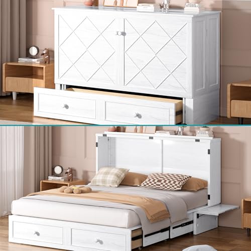 Queen Cabinet Cube Chest Bed with Tri-fold Mattress U31259