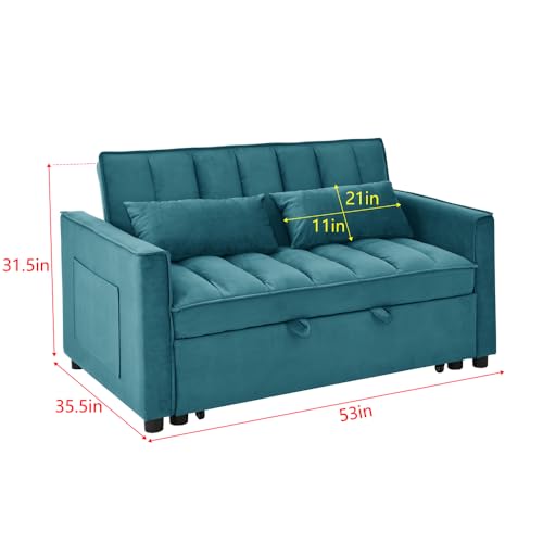 Black Velvet Convertible Sleeper Sofa Bed R38616