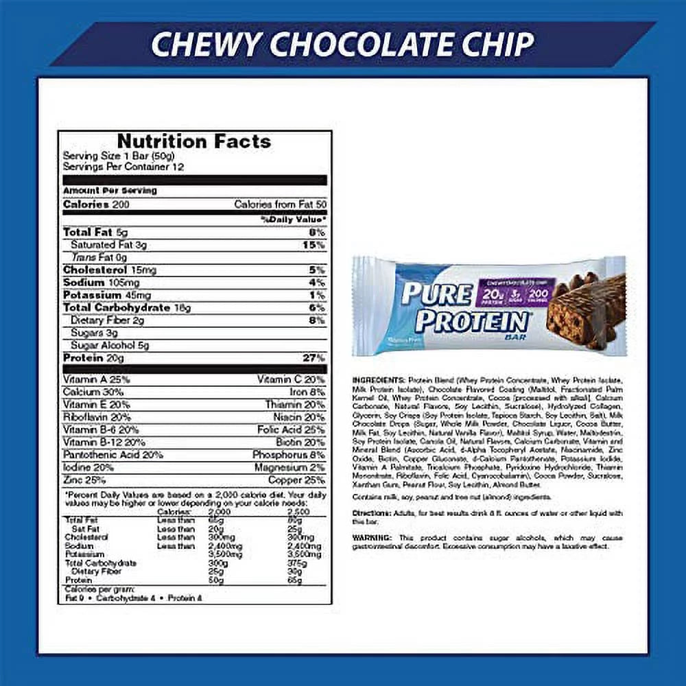 Chewy Chocolate Chip Protein Bars, 1.76oz, 12 Pack X164528