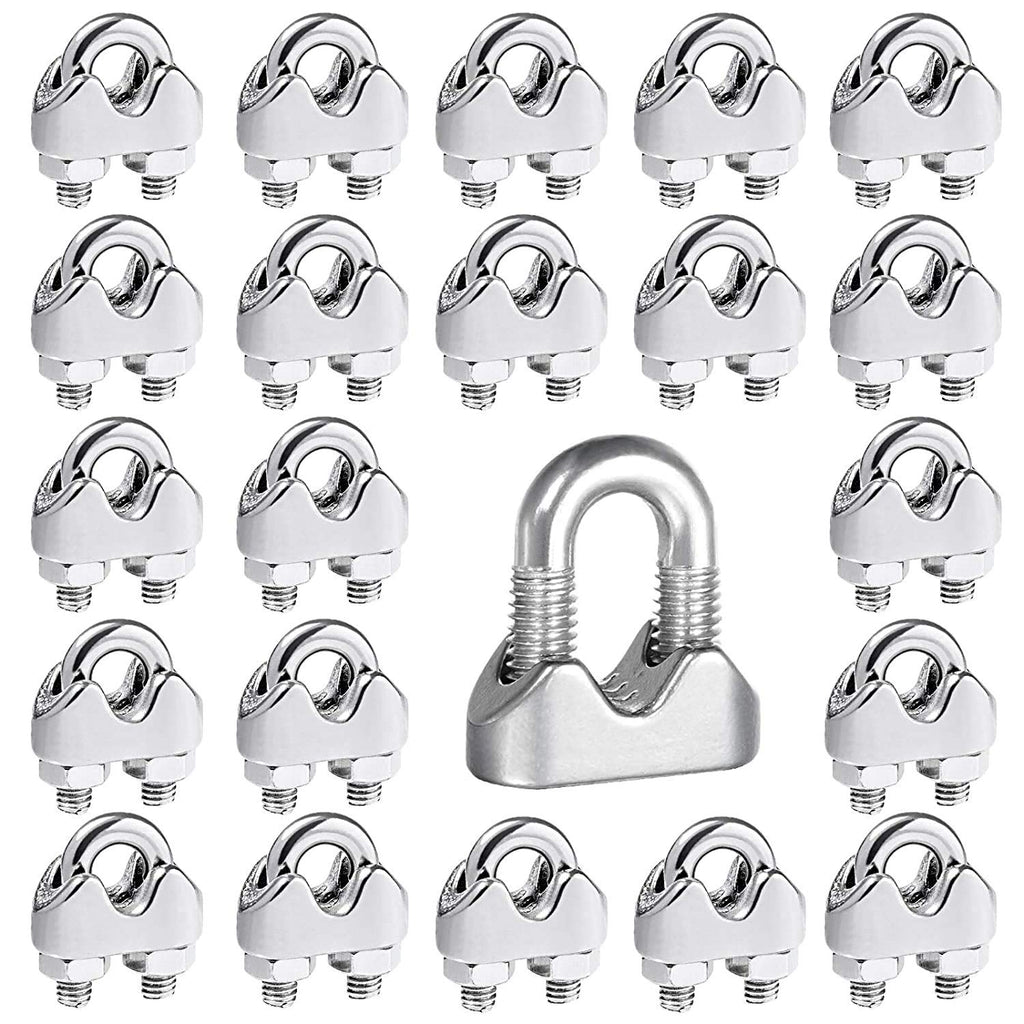 3/16 Inches 304 Stainless Steel Wire Rope Clip 24PCS I932173