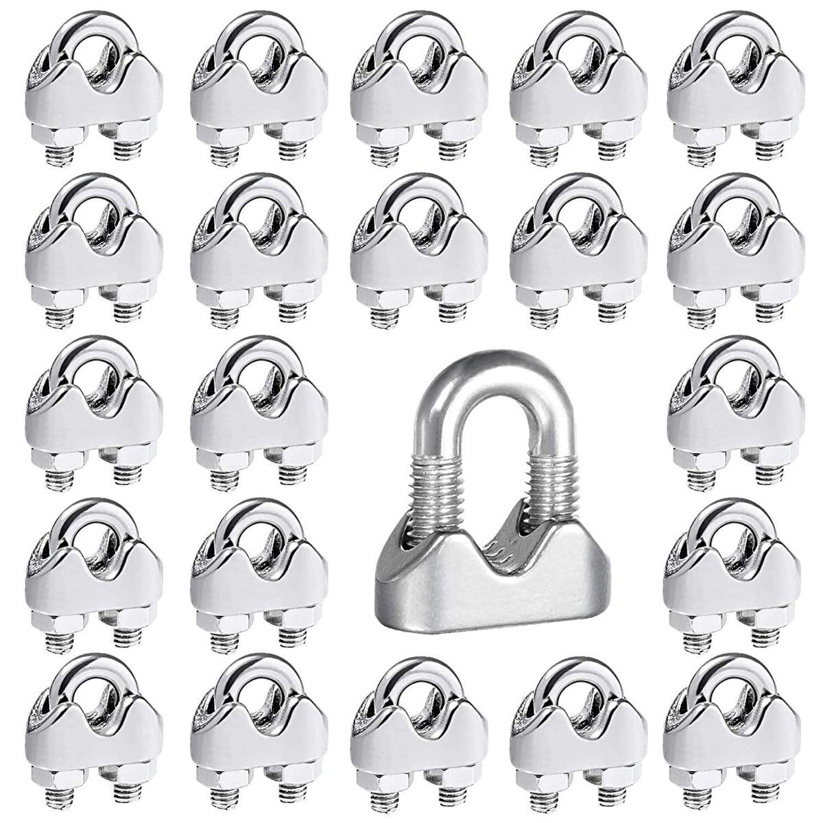 3/16 Inches 304 Stainless Steel Wire Rope Clip 24PCS I932173