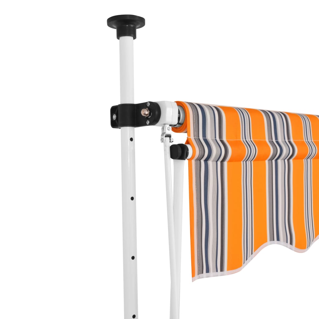Manual Retractable Awning 137.8" Yellow and Blue Stripes G501308