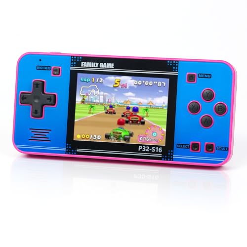 Pink Blue Handheld Game with 220 Built-in Video Games P49333