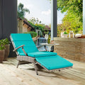 Light Gray Turquoise Wicker Rattan Outdoor Lounge Chair L58232