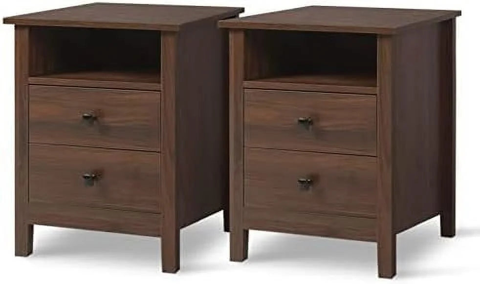 Set of 2 Wood Nightstands with Drawers Z813