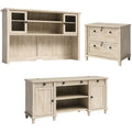 3-Piece Credenza Desk Hutch and Lateral File Cabinet L77331