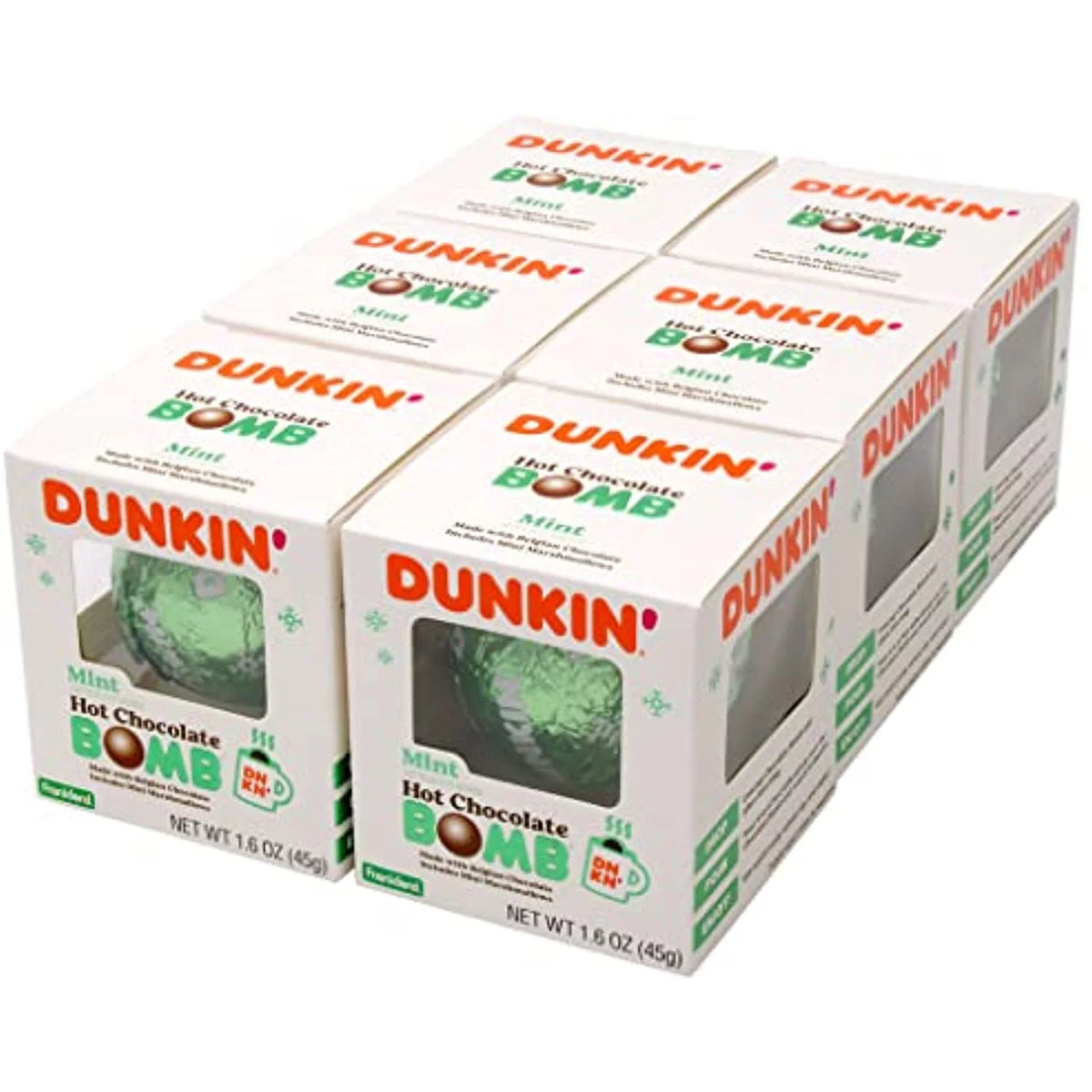 Mint Hot Chocolate Bomb Pack Of 6 Belgian Milk Chocolate with Mini Marshmallows 1.6 Ounce H463