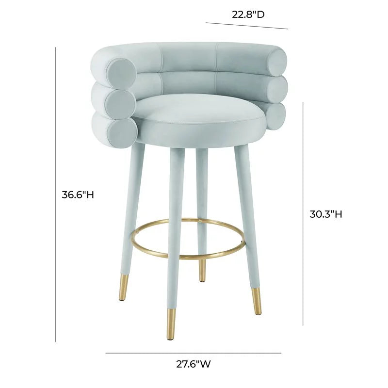 Velvet Bar Stool in Sea Foam Green & Gold Set of 3 V665565