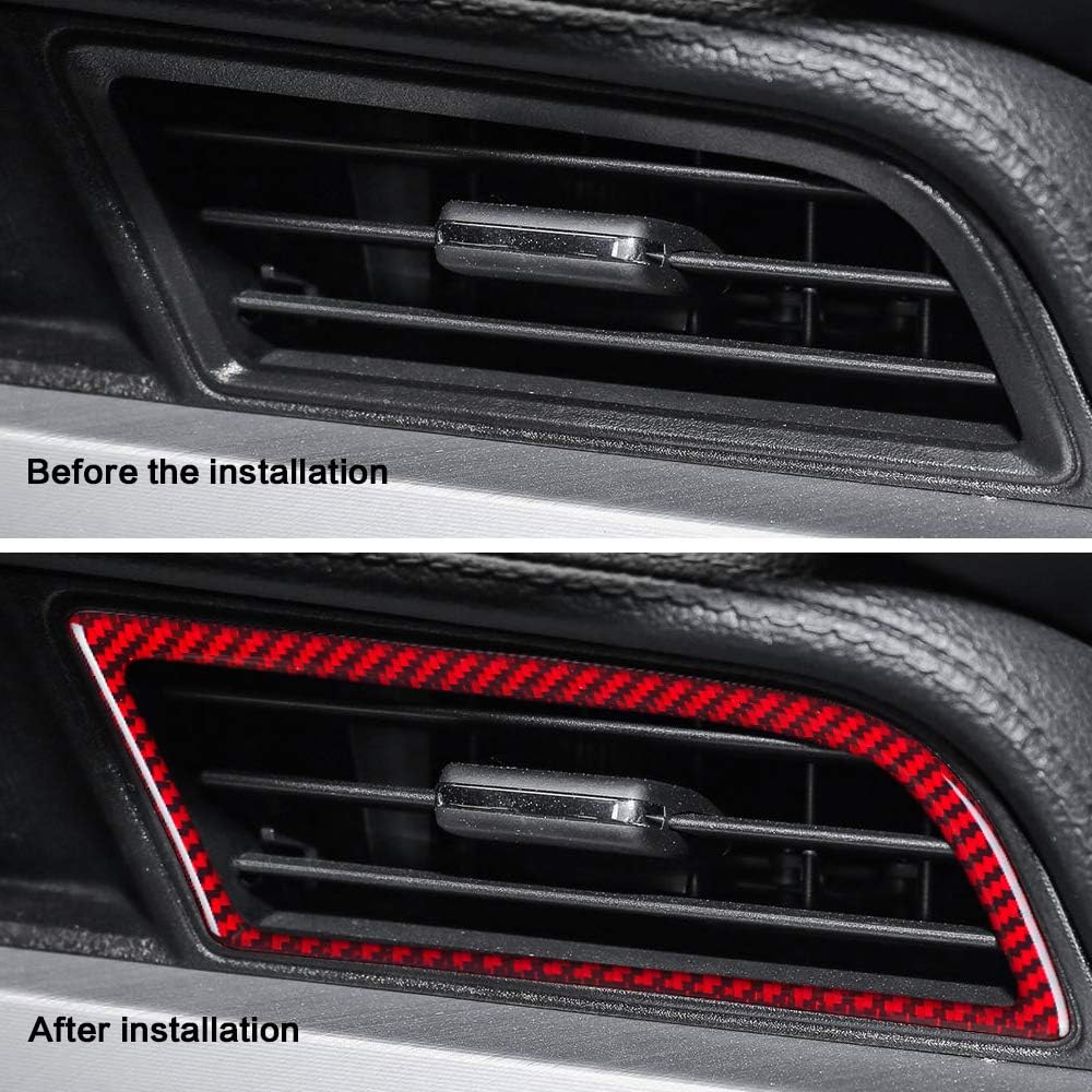 Carbon Fiber Side Air Conditioner Outlet Trim Cover for Ford Mustang 2015-2021 (2PCS Red) L527