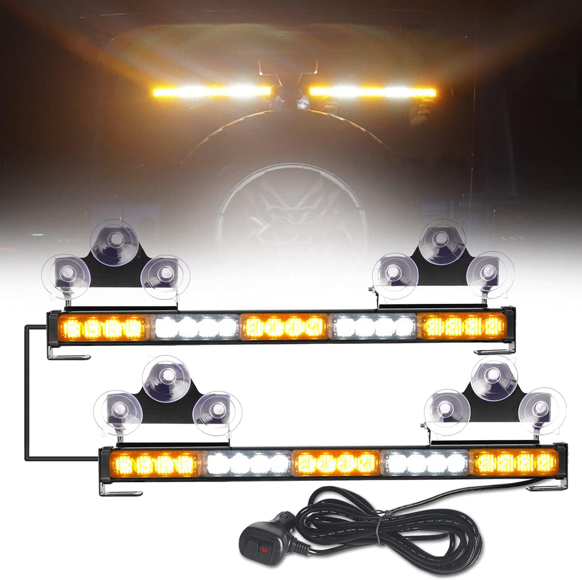 2 in 1 Emergency Flashing LED Traffic Advisor Strobe Light Bar Amber/White A279