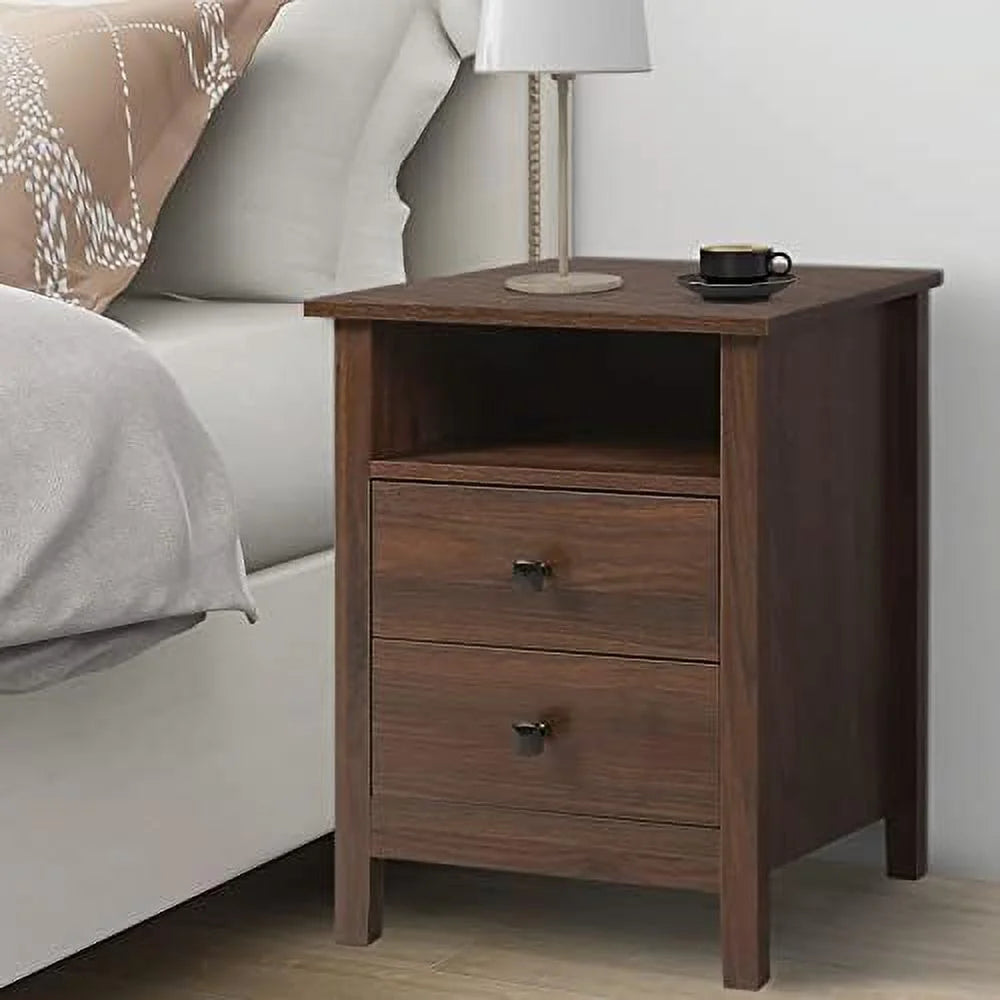 Set of 2 Wood Nightstands with Drawers Z813