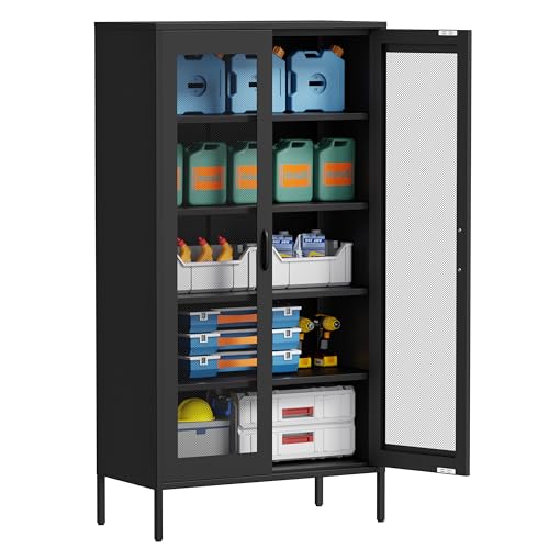 Lockable Metal Garage Storage Cabinet with Wheels F445