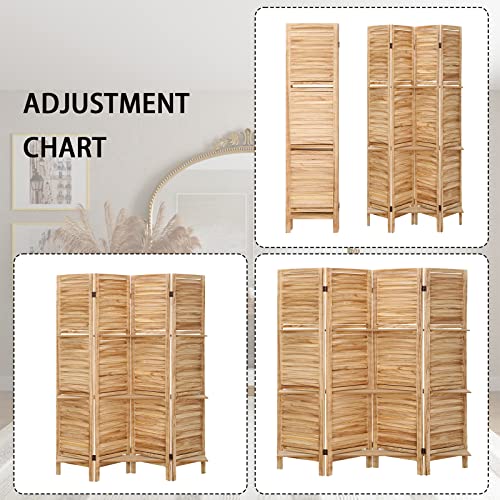 4 Panel Wooden Room Divider with Shelves (Deep Brown) T594300