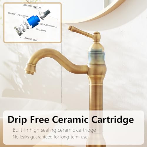 Antique Brass Vessel Sink Faucet Single Hole with Pop Up Drain L781908