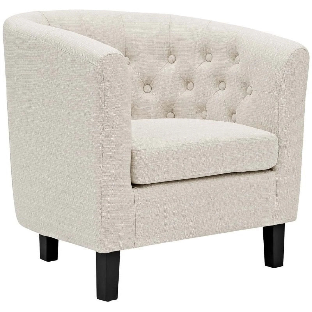 Beige 2 Piece Tufted Polyester Fabric Arm Chair Set V1587