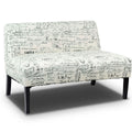 Off-White Cursive Pattern Loveseat Sofa with Black Wood Legs H43377