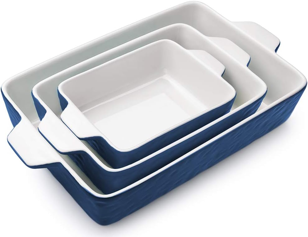 3 PCS Rectangular Ceramic Glaze Baking Dish Set S379783